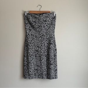 Trina Turk Black and White Knit Cheetah Print Sleeveless Fitted Dress 8